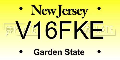 V16FKE New Jersey License Plate