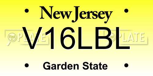 V16LBL New Jersey License Plate