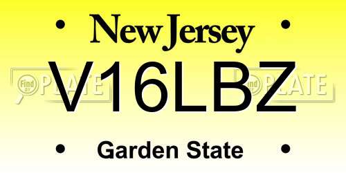 V16LBZ New Jersey License Plate