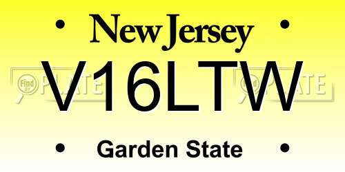 V16LTW New Jersey License Plate