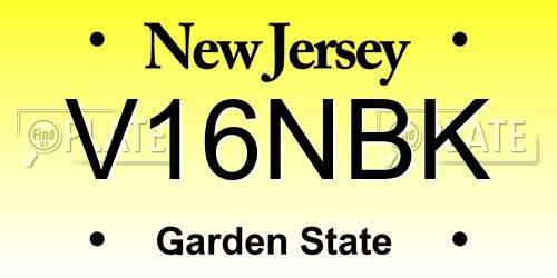V16NBK New Jersey License Plate