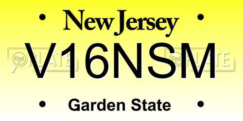 V16NSM New Jersey License Plate