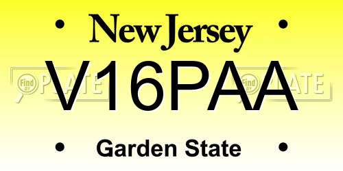 V16PAA New Jersey License Plate