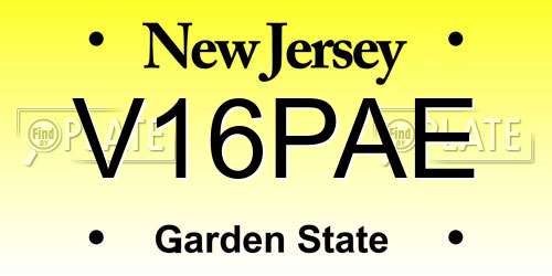 V16PAE New Jersey License Plate