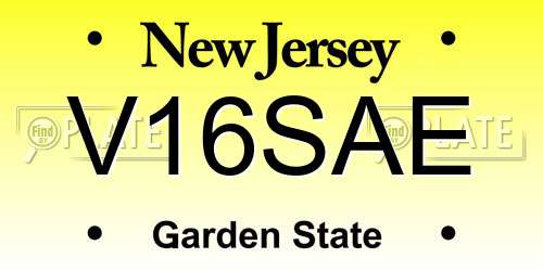 V16SAE New Jersey License Plate