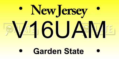 V16UAM New Jersey License Plate
