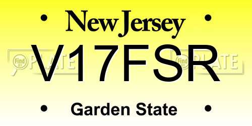 V17FSR New Jersey License Plate