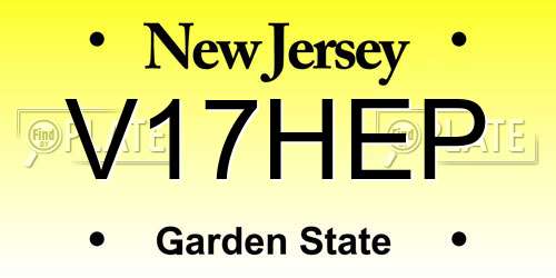 V17HEP New Jersey License Plate