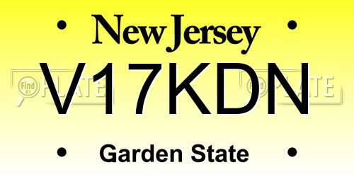 V17KDN New Jersey License Plate