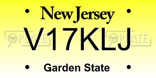 V17KLJ New Jersey License Plate