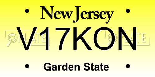 V17KON New Jersey License Plate
