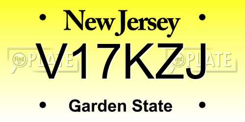 V17KZJ New Jersey License Plate