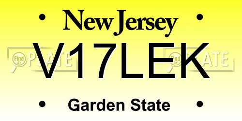V17LEK New Jersey License Plate