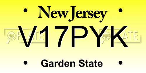 V17PYK New Jersey License Plate