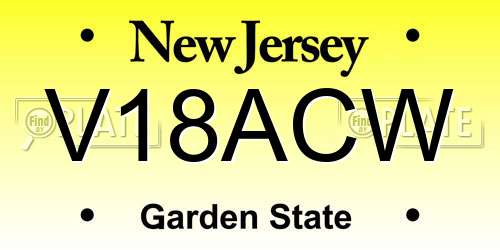 V18ACW New Jersey License Plate