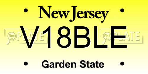 V18BLE New Jersey License Plate