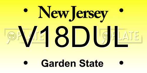 V18DUL New Jersey License Plate