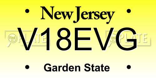 V18EVG New Jersey License Plate