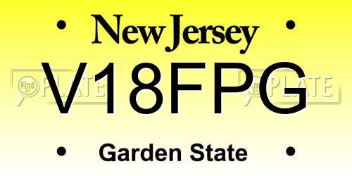 V18FPG New Jersey License Plate