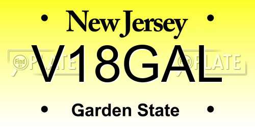 V18GAL New Jersey License Plate
