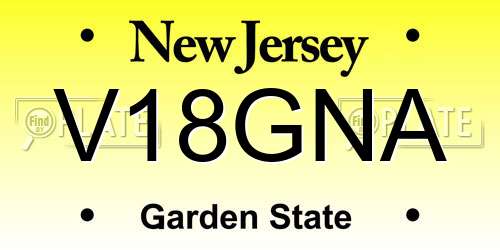V18GNA New Jersey License Plate