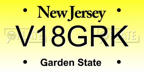 V18GRK New Jersey License Plate