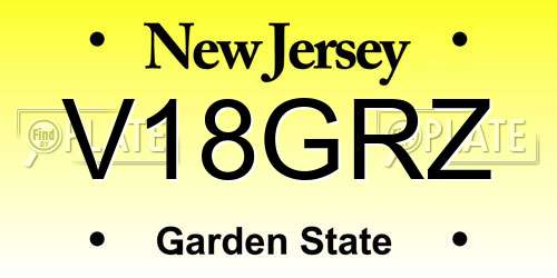 V18GRZ New Jersey License Plate