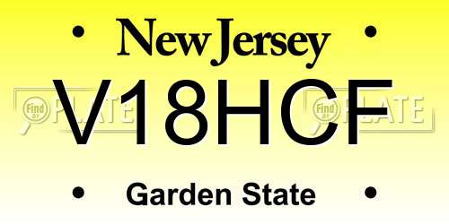 V18HCF New Jersey License Plate