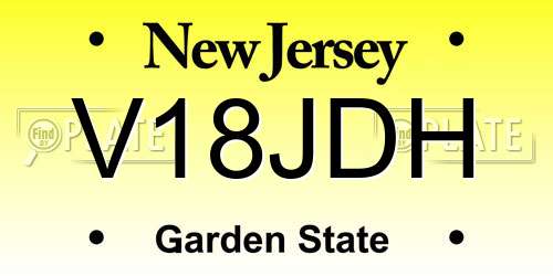 V18JDH New Jersey License Plate