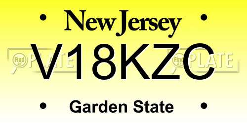 V18KZC New Jersey License Plate