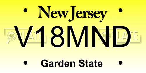 V18MND New Jersey License Plate