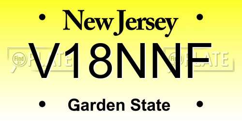 V18NNF New Jersey License Plate