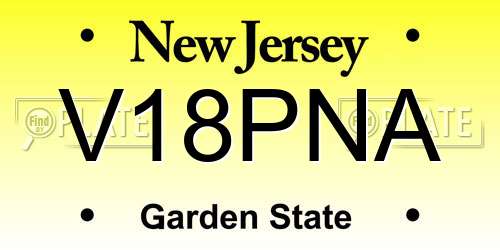 V18PNA New Jersey License Plate