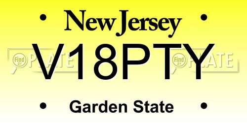 V18PTY New Jersey License Plate