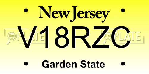 V18RZC New Jersey License Plate