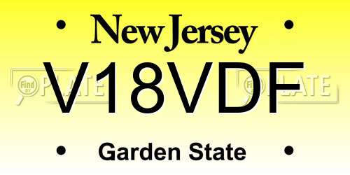 V18VDF New Jersey License Plate