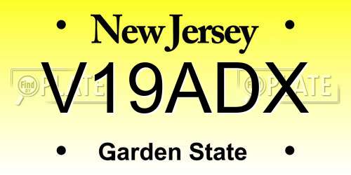 V19ADX New Jersey License Plate
