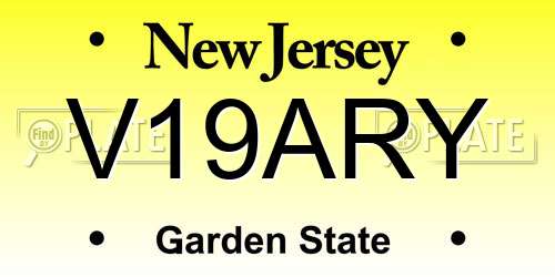 V19ARY New Jersey License Plate