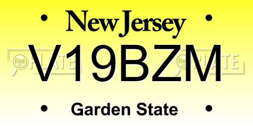 V19BZM New Jersey License Plate