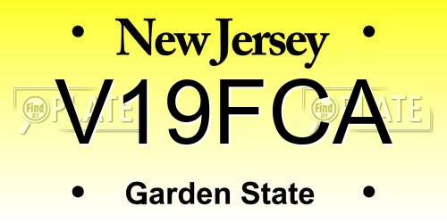 V19FCA New Jersey License Plate