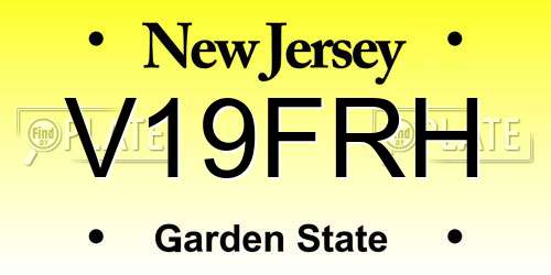 V19FRH New Jersey License Plate