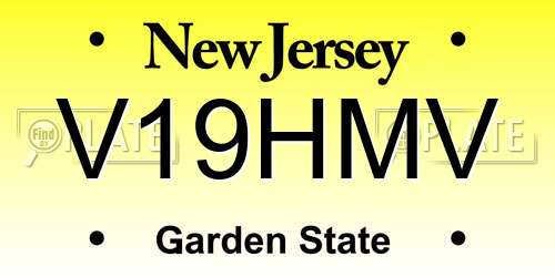 V19HMV New Jersey License Plate