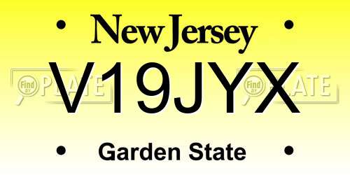 V19JYX New Jersey License Plate