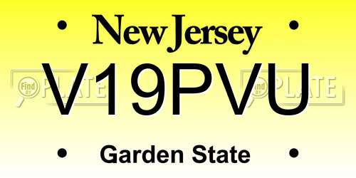 V19PVU New Jersey License Plate