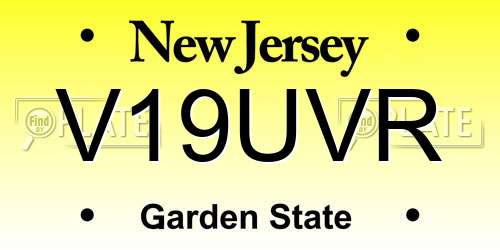V19UVR New Jersey License Plate