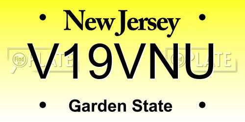 V19VNU New Jersey License Plate