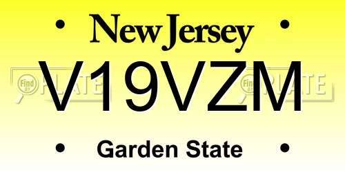 V19VZM New Jersey License Plate