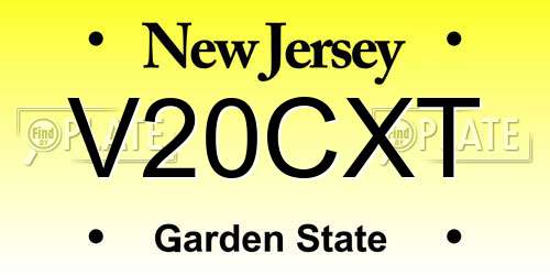 V20CXT New Jersey License Plate