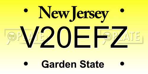 V20EFZ New Jersey License Plate