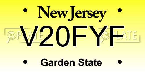 V20FYF New Jersey License Plate